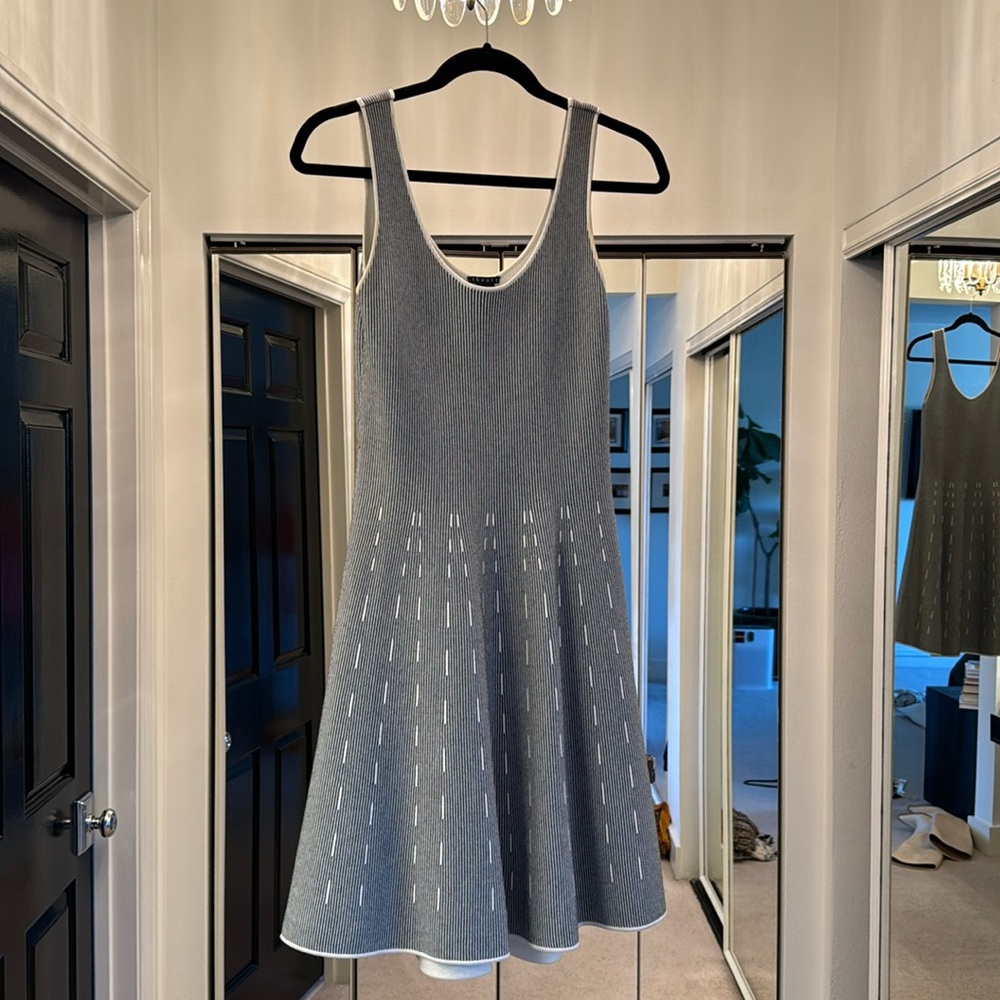 Theory knit A-line striped dress